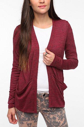 Sparkle & Fade Drape Pocket Cardigan - Maroon - M